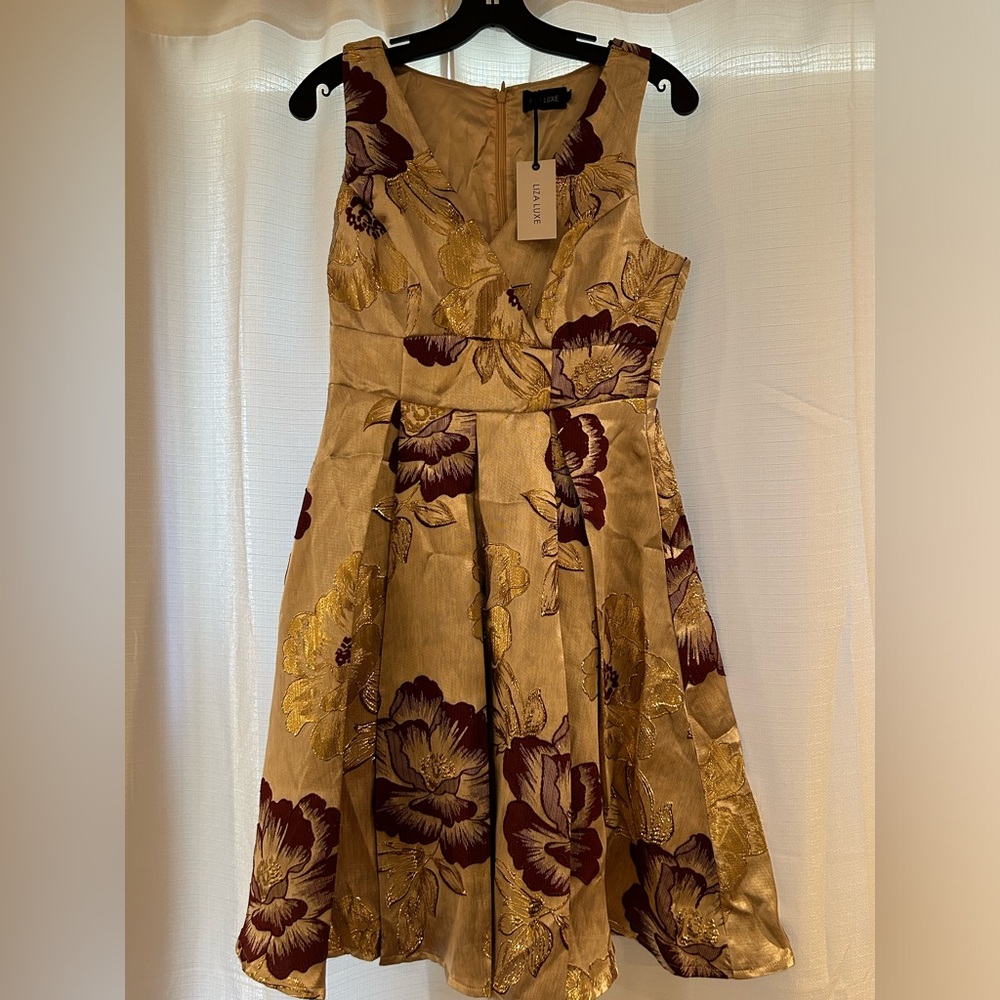 Liza Luxe metallic gold dress